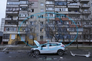 Smutný pohled na jednu z ulic Kyjeva
